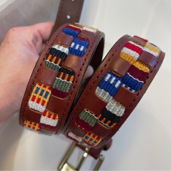 Woven Ripcord Leather Belt Multi-Color Small/Medium - Picture 4 of 8